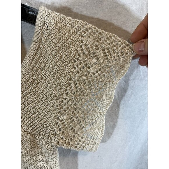 Lauren Conrad Women's XL Open Knit Cold Shoulder Cream Sweater - Picture 5 of 11